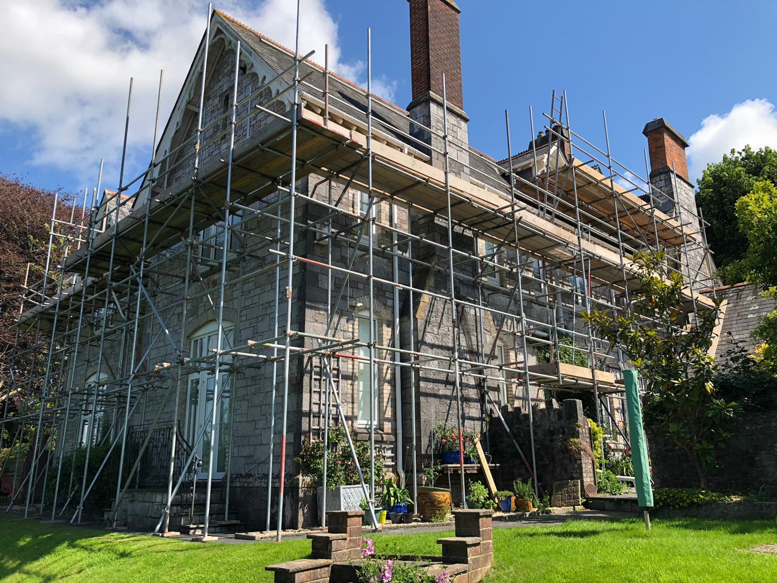 house with scaffolding
